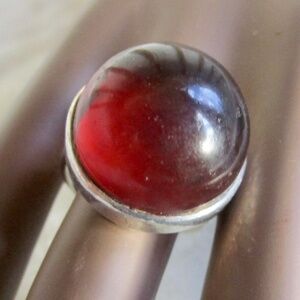 big Baltic amber ring, bezel set, adjustable (currently 7), sterling, vintage